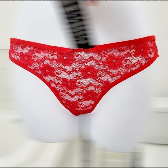 2/$20 Brand New Red Lace G String T-Back Panties Underwear One Size - Picture 3 of 6